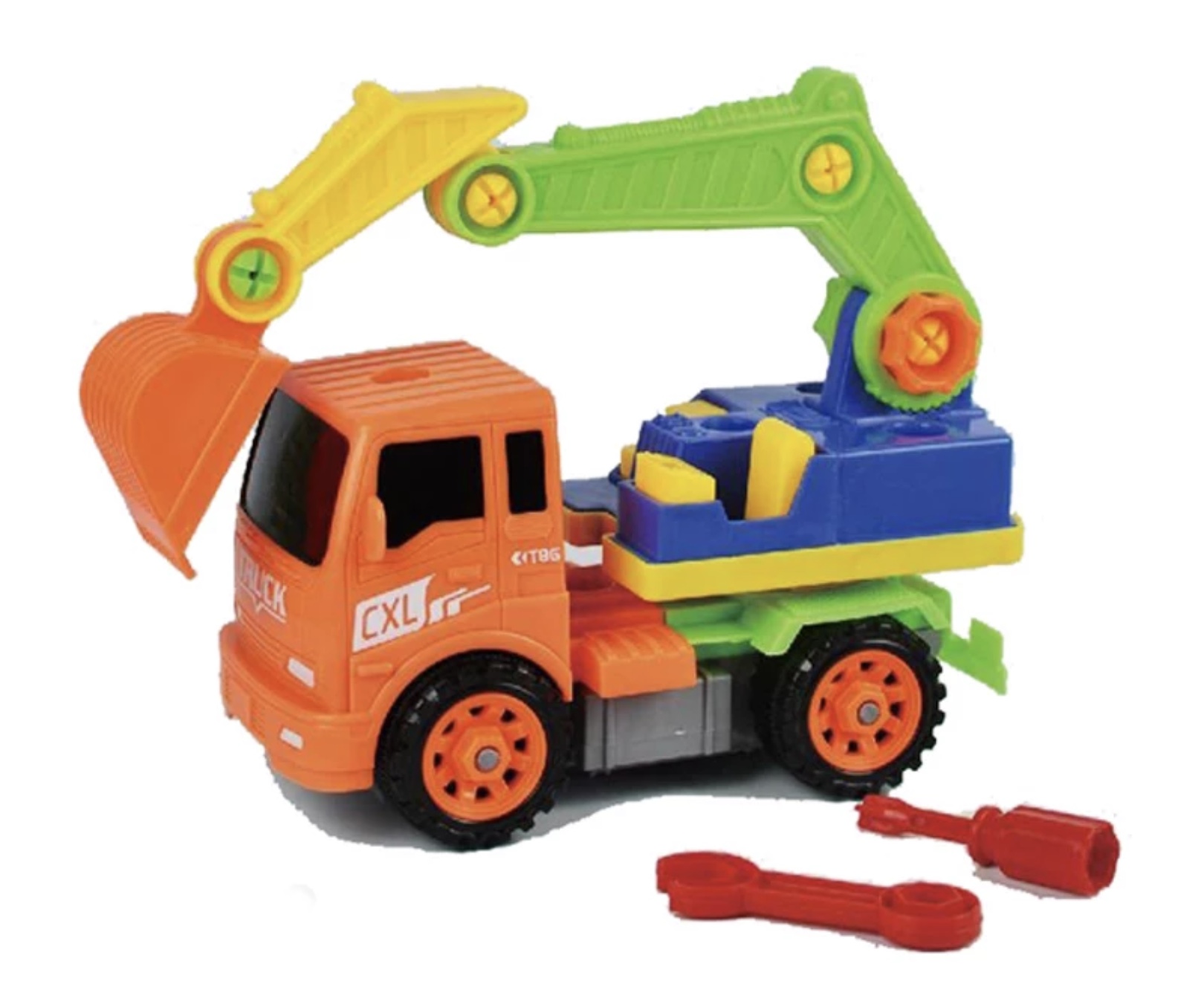 Jucărie pază de tip utilaje de construcții ce are ca componente ocupă o șurubelniță și o cheie care se poate demonta această mașină o jucărie ideală copilul de trei ani este o jucărie non toxică poza din imagine este o poză orientativă
