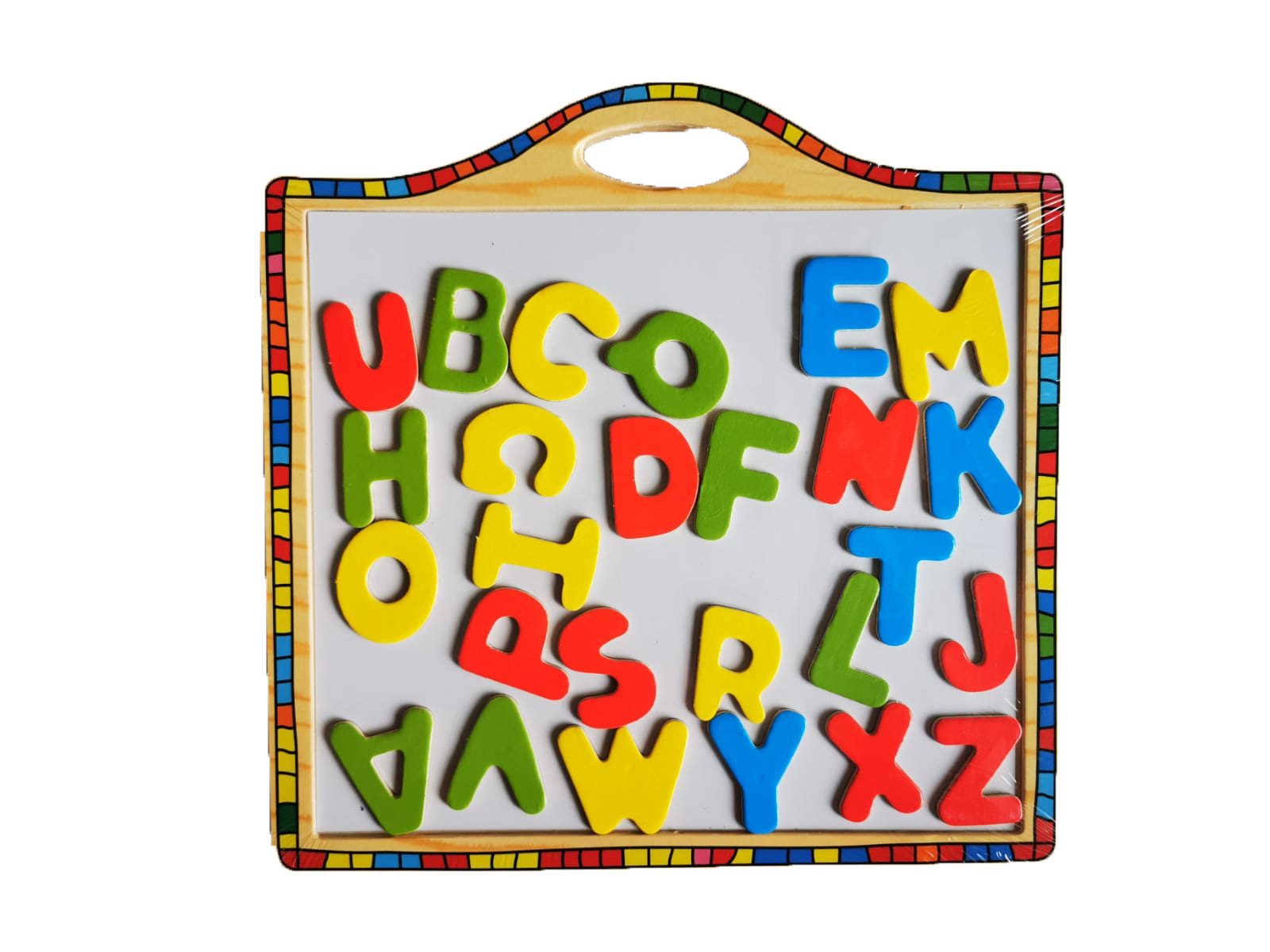 Setul contine: tablita  , puzzle magnetic .
Imprimare viu colorată, naturală, în condiții de siguranță pentru copii. Puzzle-ul magnetic ușor de manevrat și de lipit pe planșă asigură ore de distracție! Cutia din lemn este ușor de transportat! Cei mici o pot lua cu ei în călătorii. Copiii pot afla mai multe despre alfabet cu ajutorul acestei tableta.

 