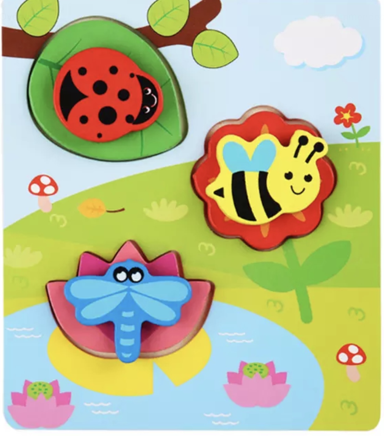 Mine puzzle lul 3-D din lemn având ca activitate animale domestice sau animale sălbatice și insecte viu și frumos colorate pentru copii de peste trei ani un joc educativ ce poate stimula inteligența și creativitatea copilului